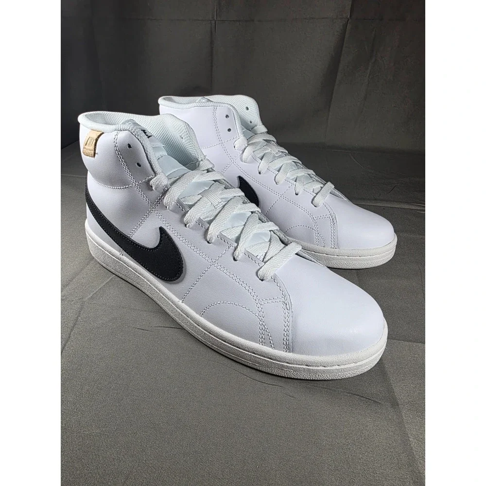 MENS Nike COURT ROYALE 2 MID Basketball Sneakers White Black Onyx Size‎ 10